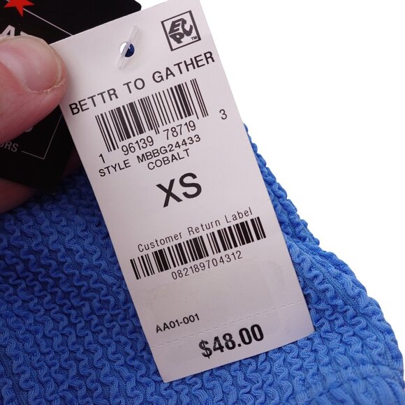 NWT Bar III Tank Bra Bikini Top Sz XS Cobalt Blue Push Up Scoop Neck Lined - Picture 6 of 10